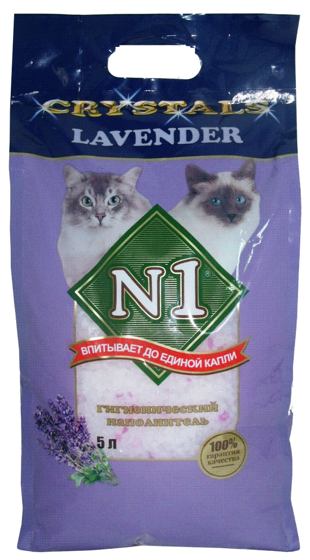 

№1 Crystals Lavander наполнитель впитывающий силикагель для кошек (5 л)