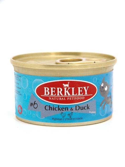 

Berkley №6 влажный корм для кошек, курица с уткой (85 г)