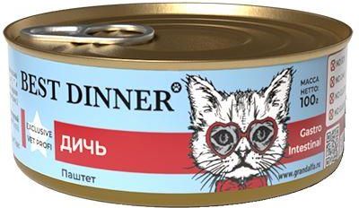 

Best Dinner влажный корм для кошек, чувствительное пищеварение, дичь (100 г)