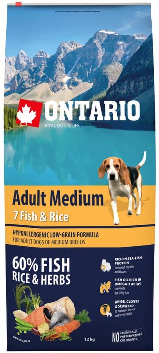 

Ontario корм для собак средних пород, лосось (750 г)