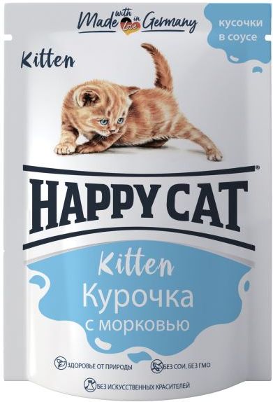 

Happy Cat влажный корм для котят, курочка с морковью в соусе (100 г)