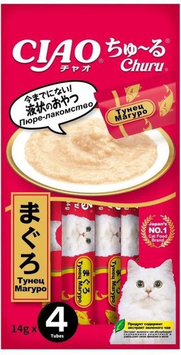

Inaba Ciao Churu лакомство-пюре для кошек, тунец магуро (4х14 г)