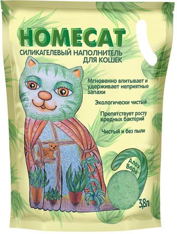

HOMECAT силикагелевый наполнитель для кошачьих туалетов с ароматом алоэ вера (3,8 л)