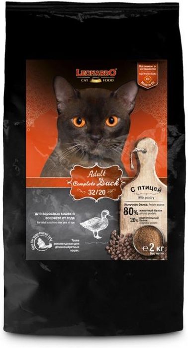 

Leonardo Adult Complete 32/20 корм для взрослых кошек, с уткой (2 кг)