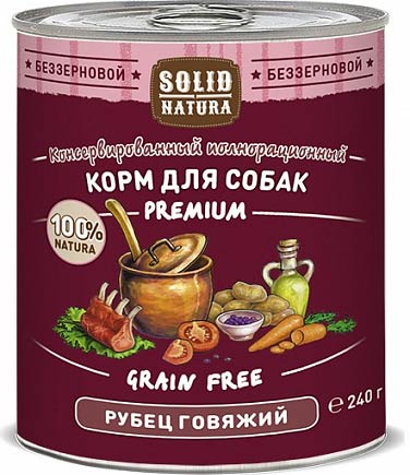 

Solid Natura Premium влажный корм для собак с рубцом говяжьим (240 г)