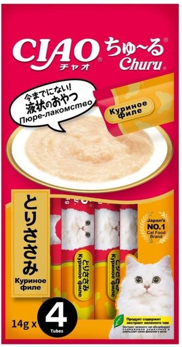 

Inaba Ciao Churu лакомство-пюре для кошек, куриное филе (4х14 г)
