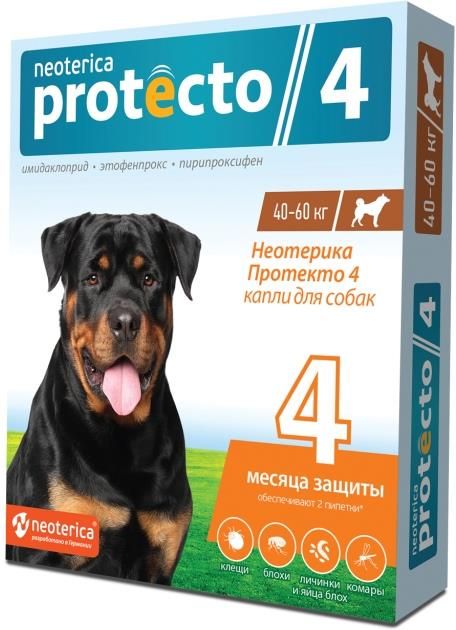 

Neoterica Protecto капли от клещей и блох для взрослых собак 40-60 кг (2 пипетки)