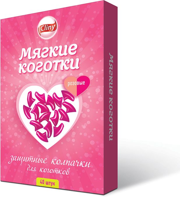 

Cliny Cl мягкие коготки розовые, 40шт (1 уп)