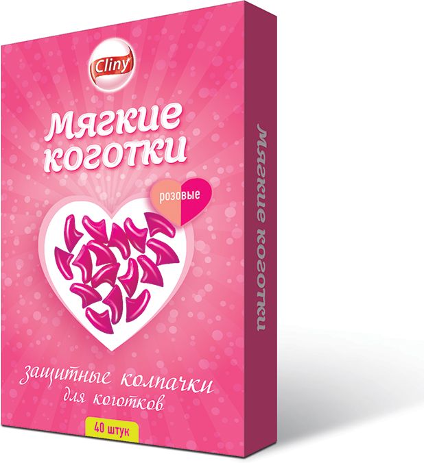 Cliny Cl мягкие коготки розовые, 40шт (1 уп)