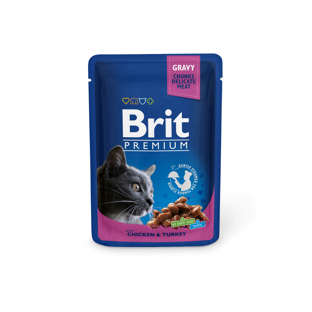

Brit Premium влажный корм для кошек с курицей и индейкой (100 г)