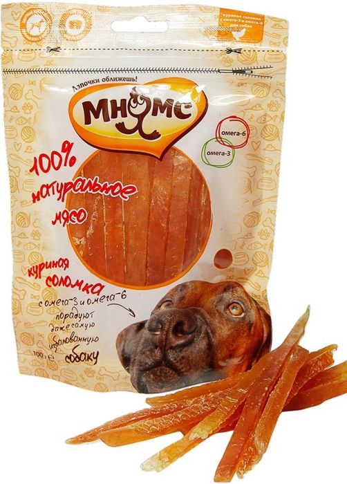 

Мнямс лакомство для собак куриная соломка с омега-3 и омега-6 (100 г)