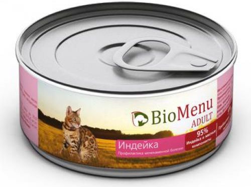 

BioMenu влажный корм для взрослых кошек всех пород, с индейкой (100 г)