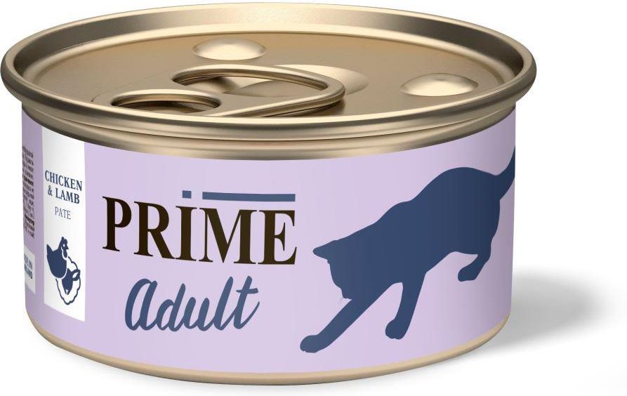 

Prime влажный корм для кошек, паштет с курицей и ягненком (75 г)