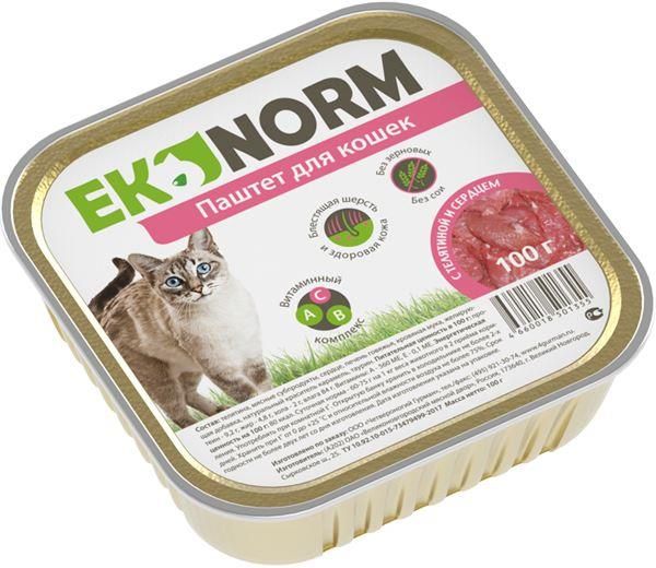 

Ekonorm влажный корм для кошек, паштет с телятиной и сердцем (100 г)
