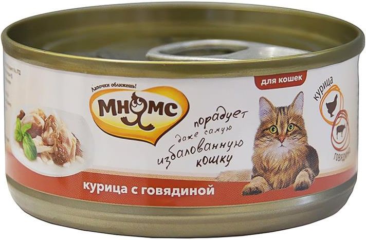 

Мнямс влажный корм для кошек с курицей и говядиной в нежном желе (70 г)