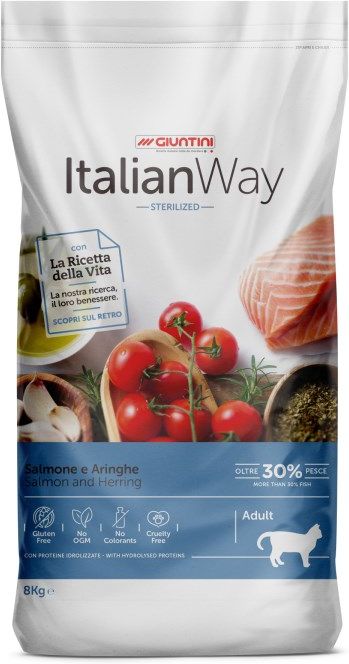 

Italian Way корм для стерилизованных кошек с лососем, с сельдью (1,5 кг)
