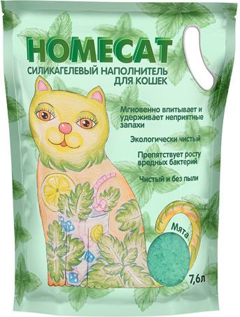 

HOMECAT силикагелевый наполнитель для кошачьих туалетов с ароматом мяты (7,6 л)