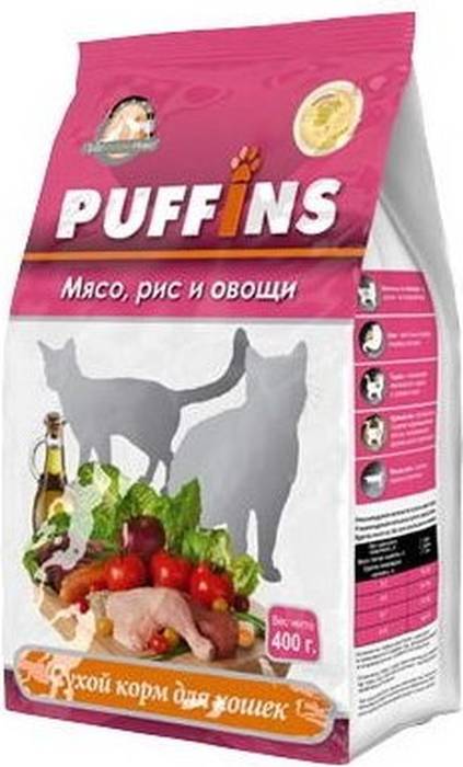 

Puffins корм для кошек, мясо, рис и овощи (400 гр)