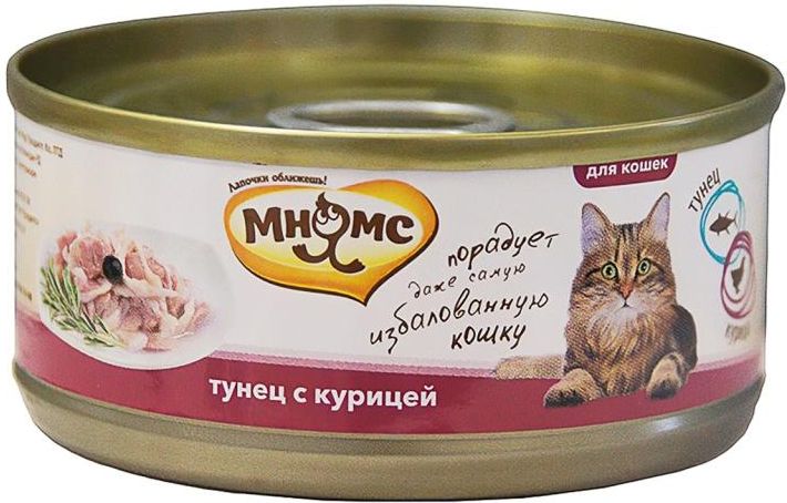 

Мнямс влажный корм для кошек с тунцом и курицей в нежном желе (70 г)