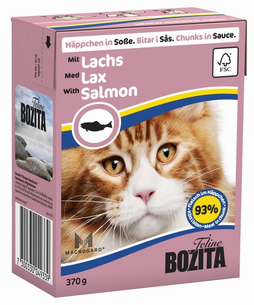 

Bozita влажный корм для кошек кусочки в соусе с лососем (370 г)