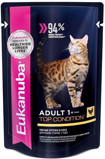

Eukanuba влажный корм для кошек с курицей в соусе (85 г)